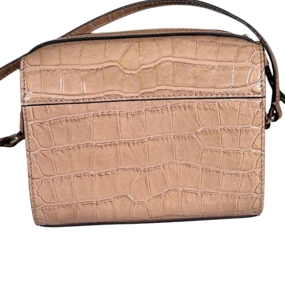Kate Spade Perri Lane Rosey Beige Croc Embossed Leather Camera Crossbody‎ Bag